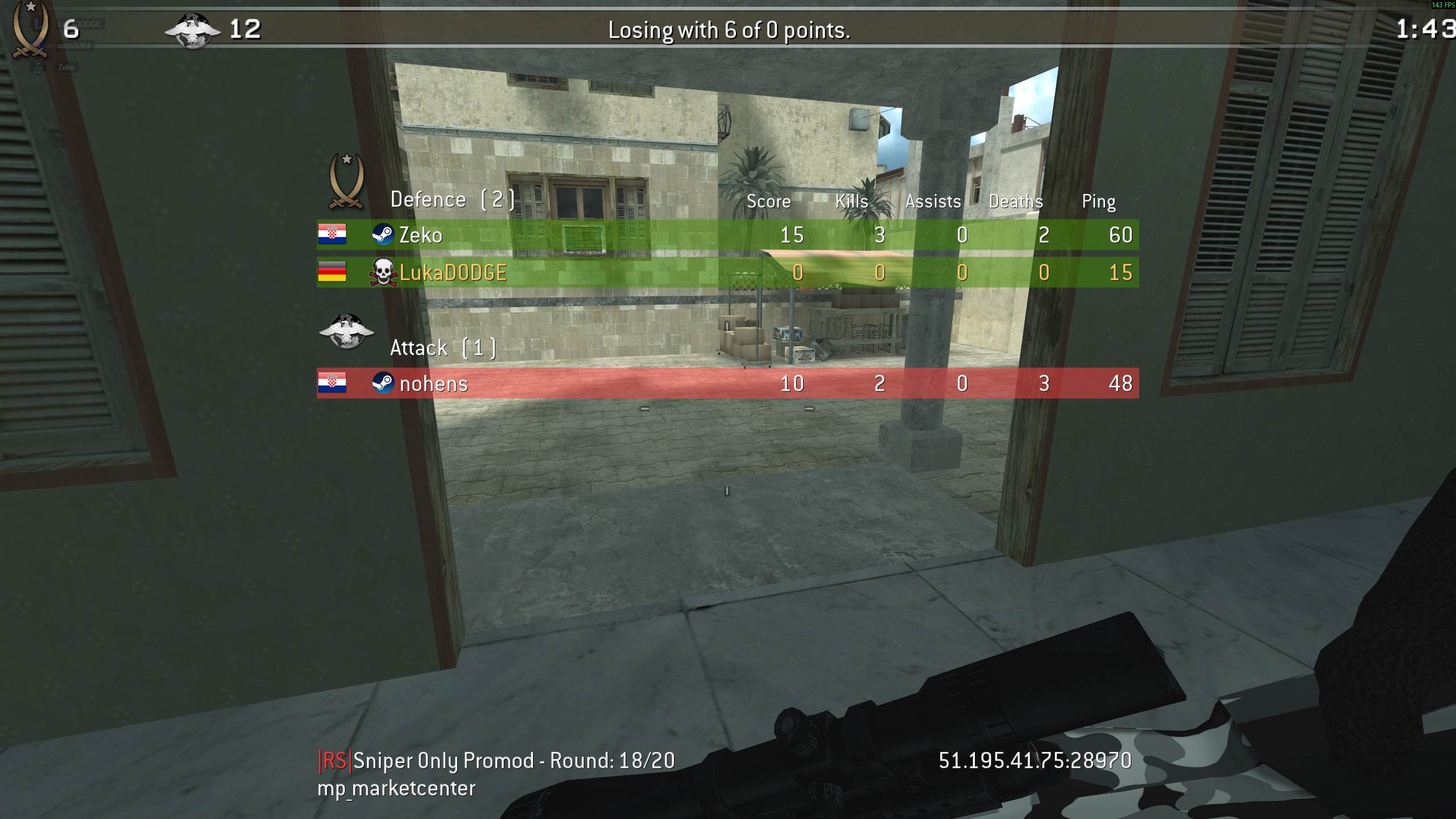 LukaDODGE, mp_marketcenter, |RS|Sniper Only Promod - Round: 5/20
