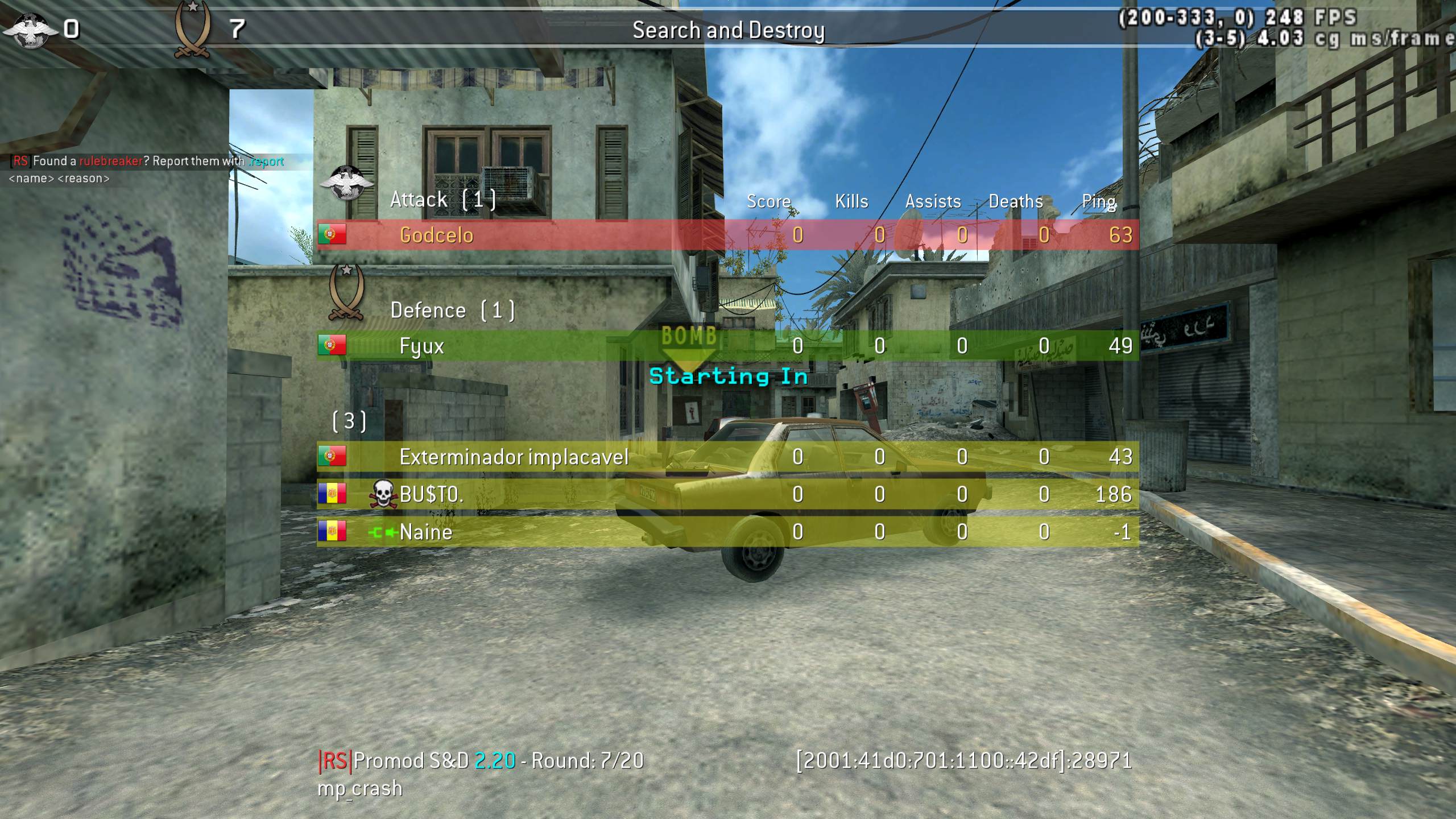 Godcelo, mp_crash, |RS|Promod S&D 2.20 - Round: 16/20