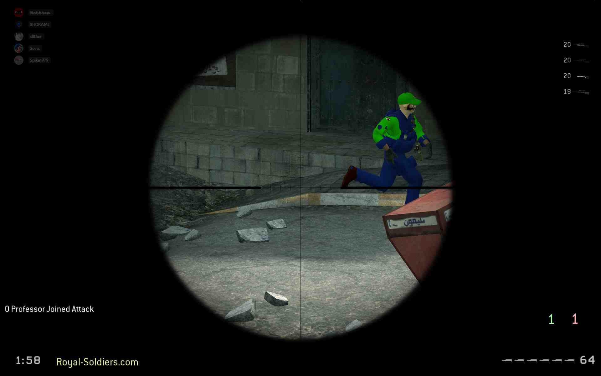 KillerClown, mp_crash, |RS|Sniper Only Promod - Round: 4/20